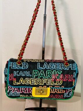 Karl Lagerfeld Paris Neon Agyness Logo Convertible Shoulder/Crossbody Bag